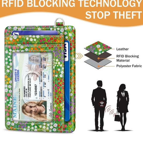 Floral RFID Blocking Wallet with ID Window - Picture 3 of 4